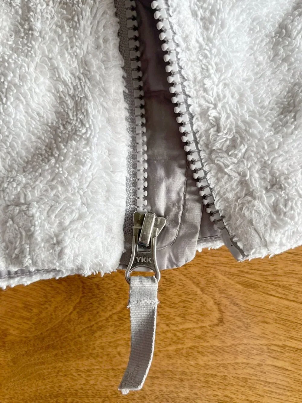 The North Face white and gray fleece hoodie L 14/16